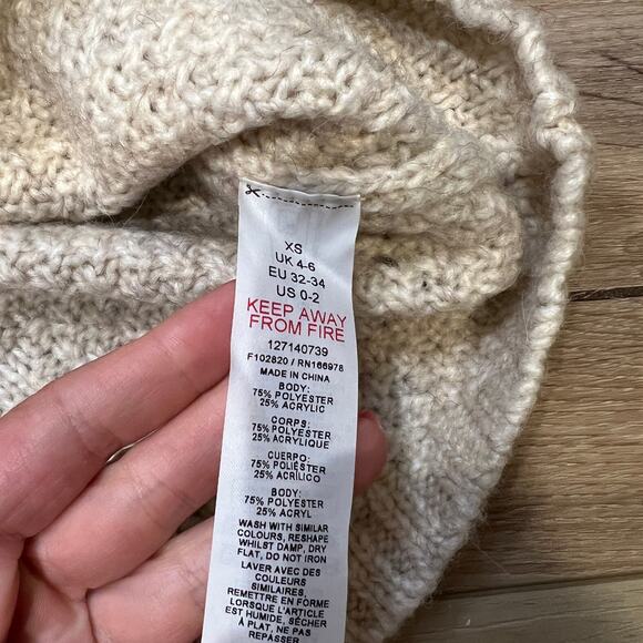 TOPSHOP Women's Knitted Drop Shoulder Cable Detail Jumper Size 0-2 In Oat - Picture 10 of 11